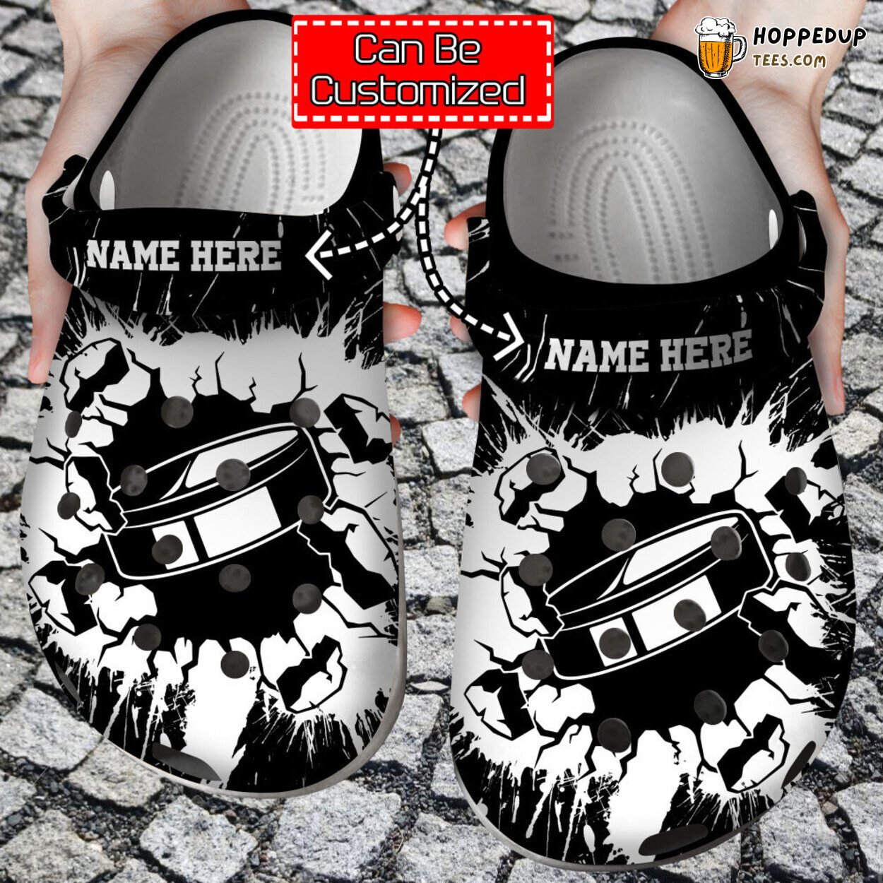 Personalized Smashing Hockey Themed Comfortable Clog Shoes for Sports Fans