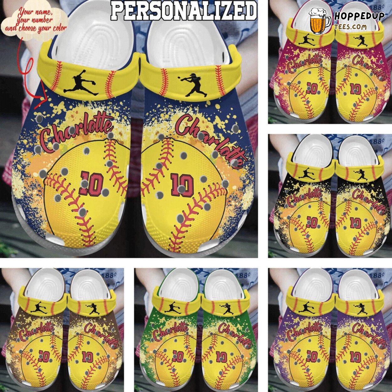 Personalized Softball Dropping Theme Comfortable Unique Clog Shoes