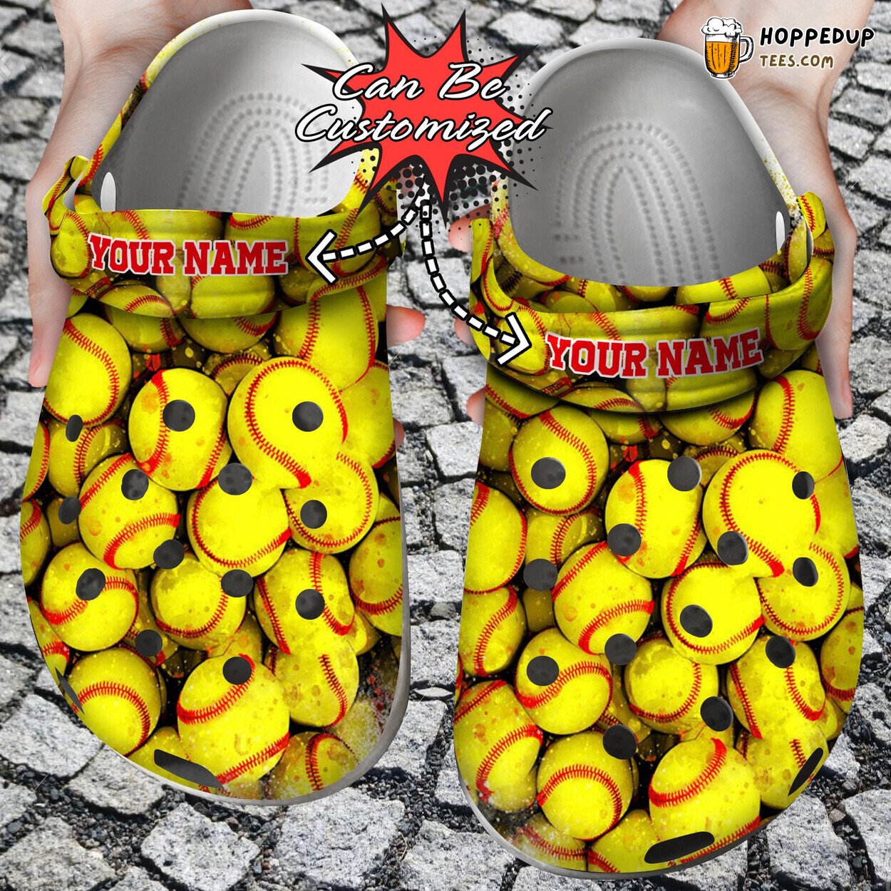 Personalized Softball Pile Overlapping Custom Comfortable Clogs Footwear