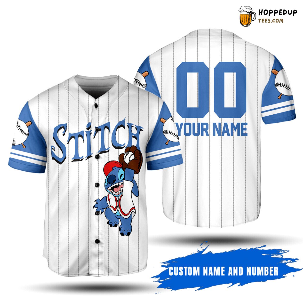 Personalized Stitch All Over Print Pinstripe Baseball Jersey White Unisex Jersey Shirt Personalized Stitch All Over Print Pinstripe Baseball Jersey White Unisex Jersey Shirt