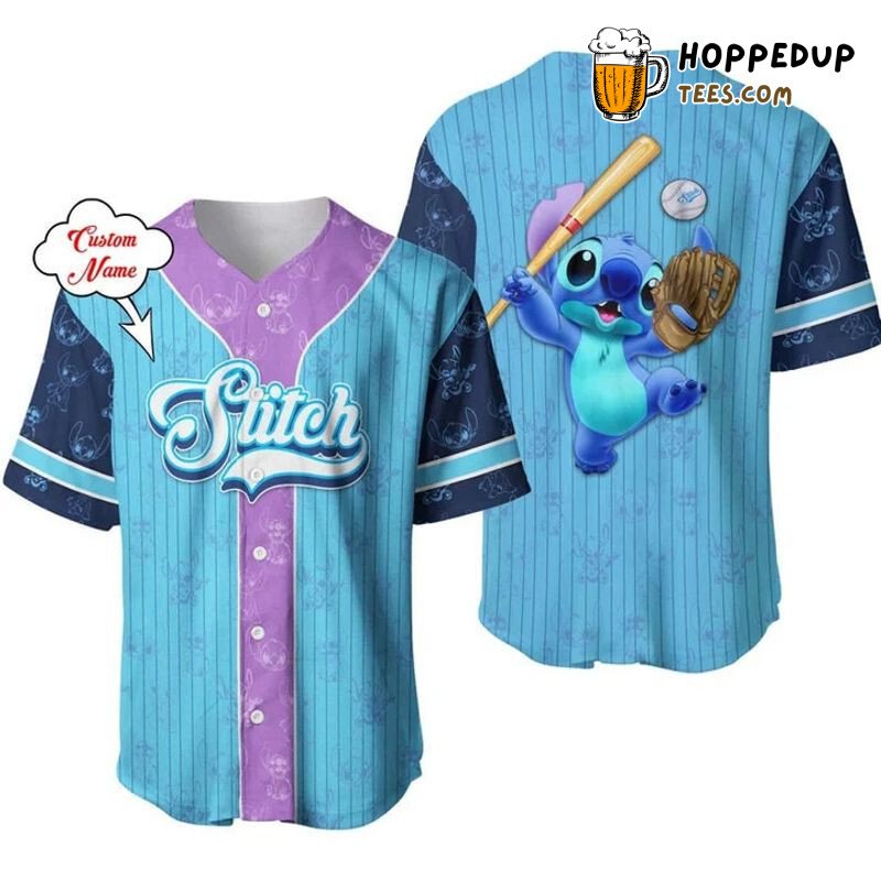 Personalized Stitch Pattern All Over Print 3D Pinstripe Baseball Jersey Blue Unisex Jersey Shirt
