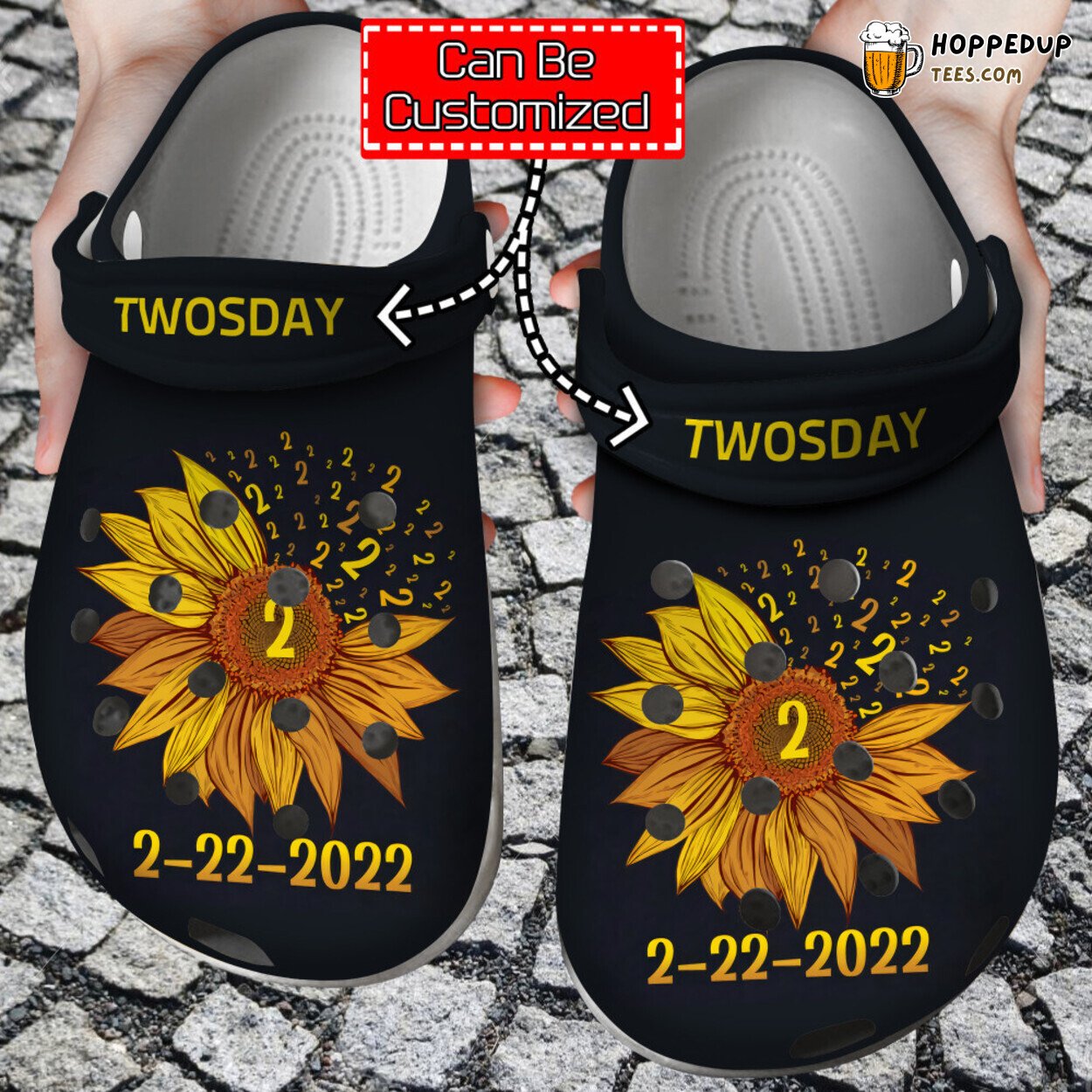 Personalized Sunflower Twosday Themed Comfortable Unique Clog Shoes