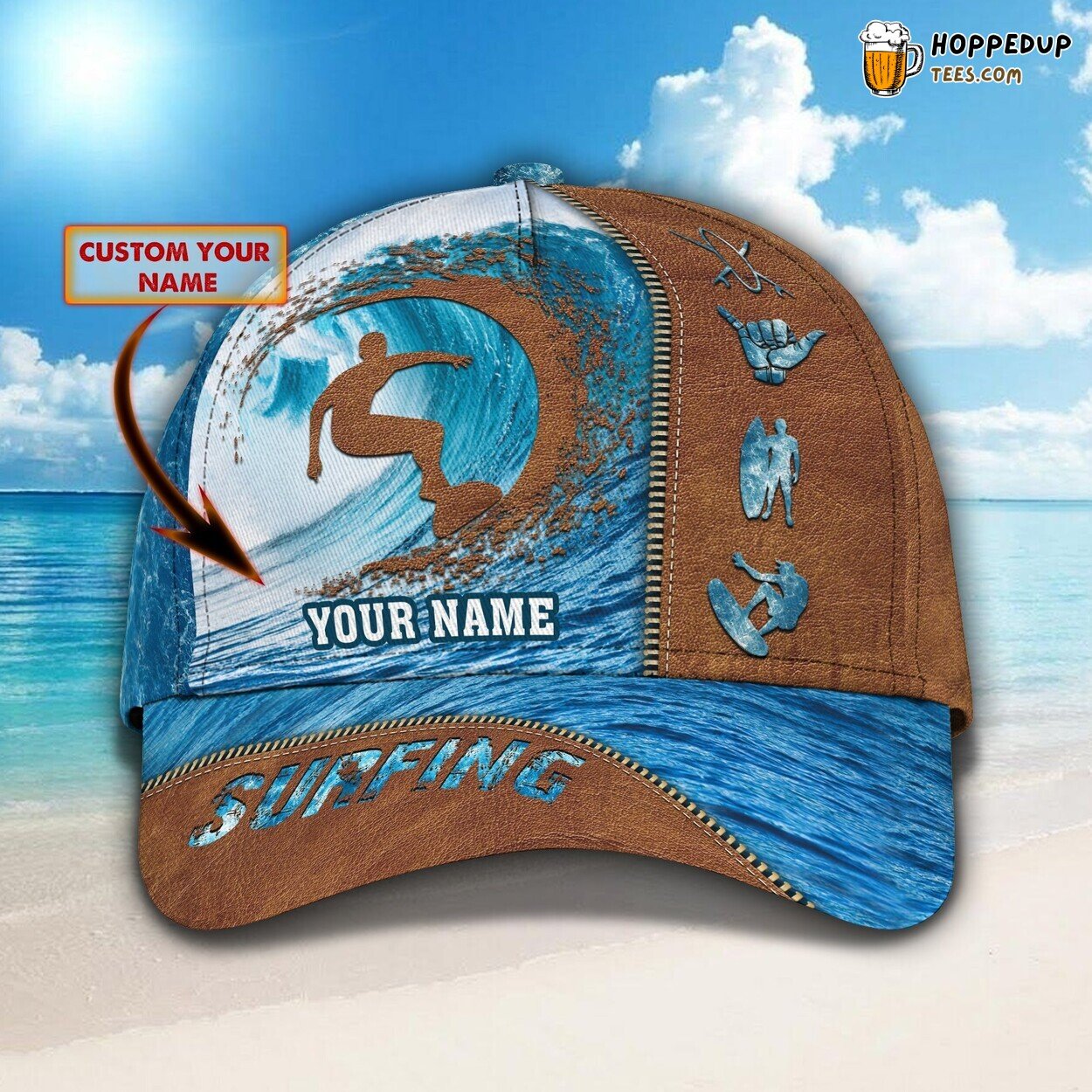 Personalized Surfing Waves Classic Cap 3D Unique Custom Beach Adventure