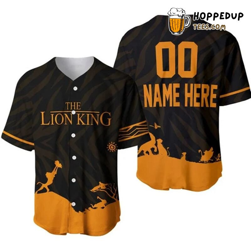 Personalized The Lion King Iconic Scene All Over Print Baseball Jersey Black Unisex Jersey Shirt