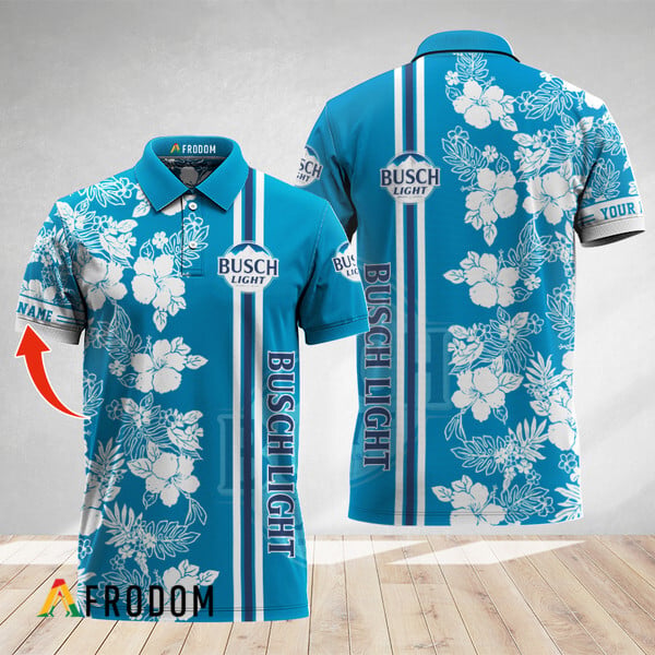 Personalized Tropical Flowers Busch Light Polo Shirt HU