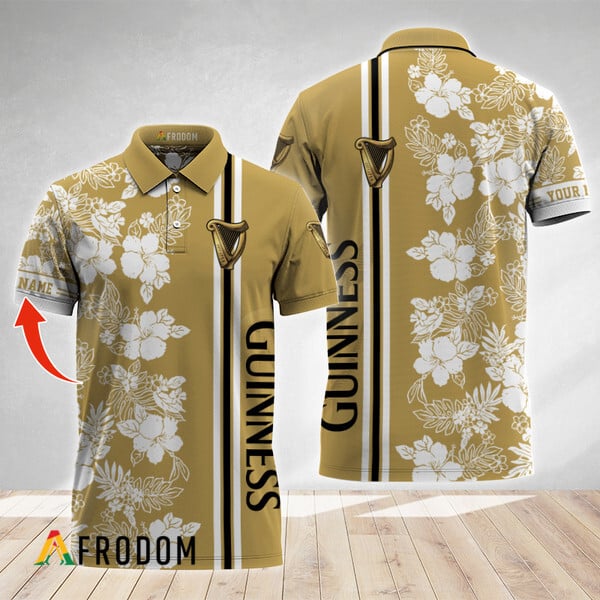 Personalized Tropical Flowers Guinness Beer Polo Shirt HU