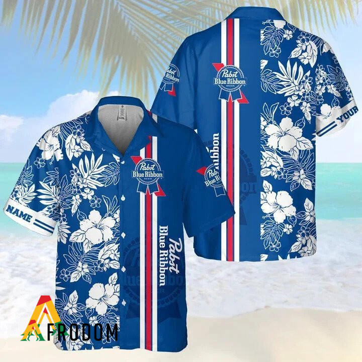 Personalized Tropical Flowers Pabst Blue Ribbon Shirt HU