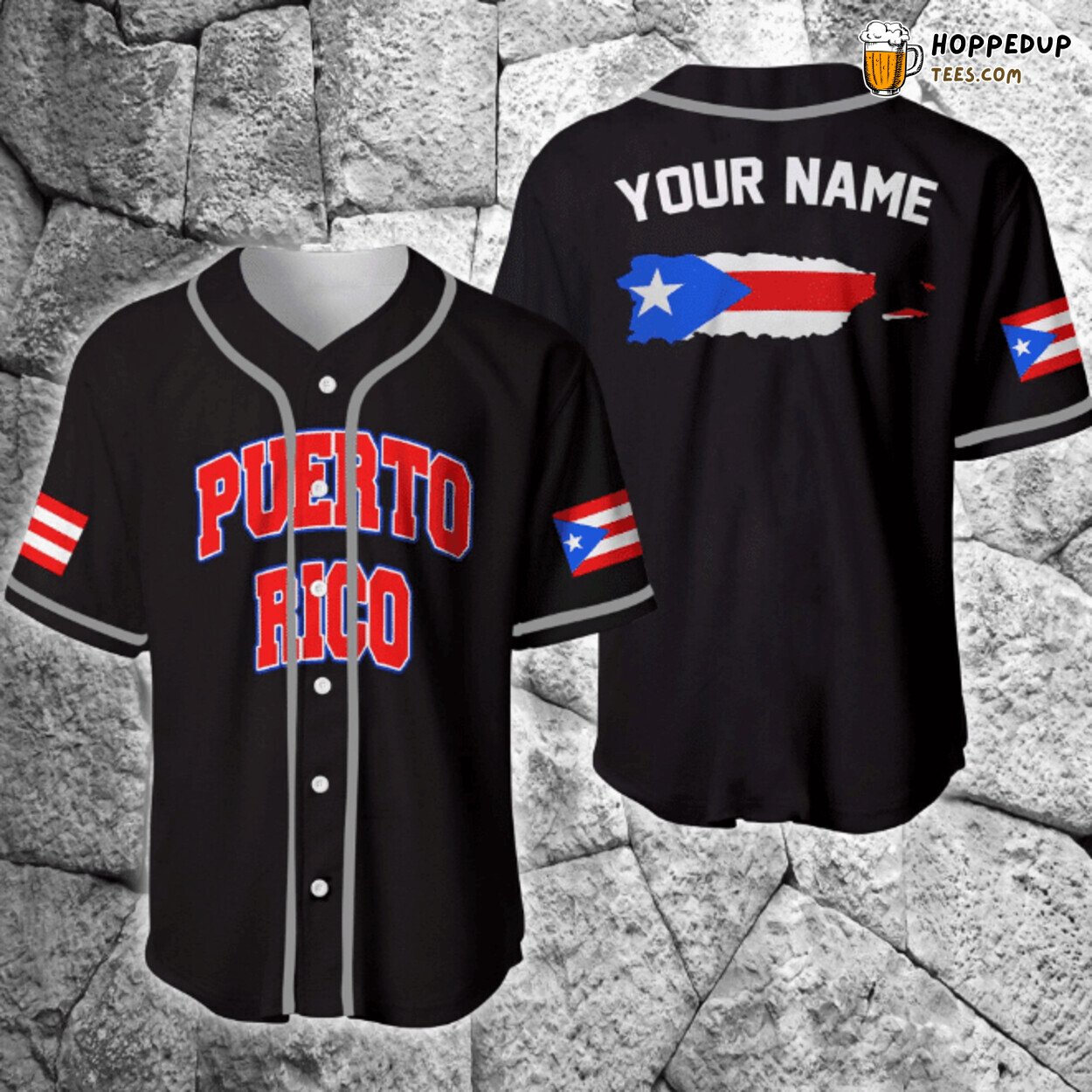 Personalized Unique Baseball Jersey Inspired by Puerto Rico Flag Design