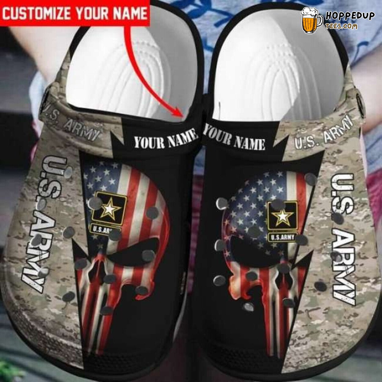 Personalized US Army Themed Classic Comfortable Clogs Shoes Military Style