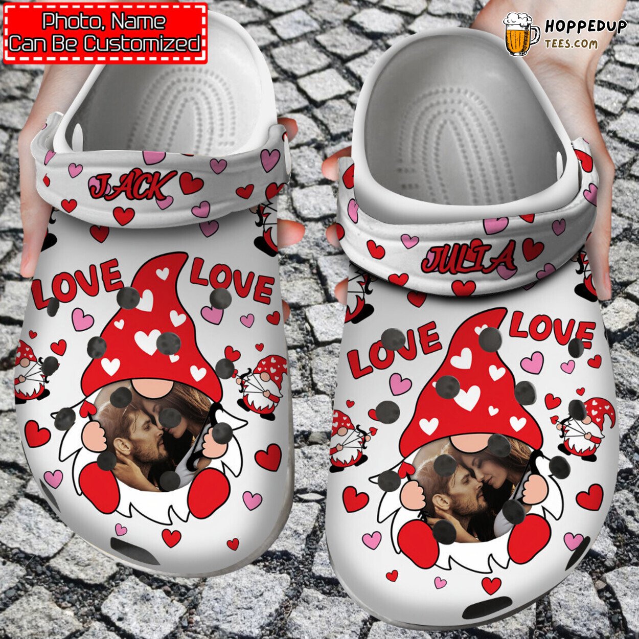 Personalized Valentine Love Gnomes Themed Comfortable Unique Clogs