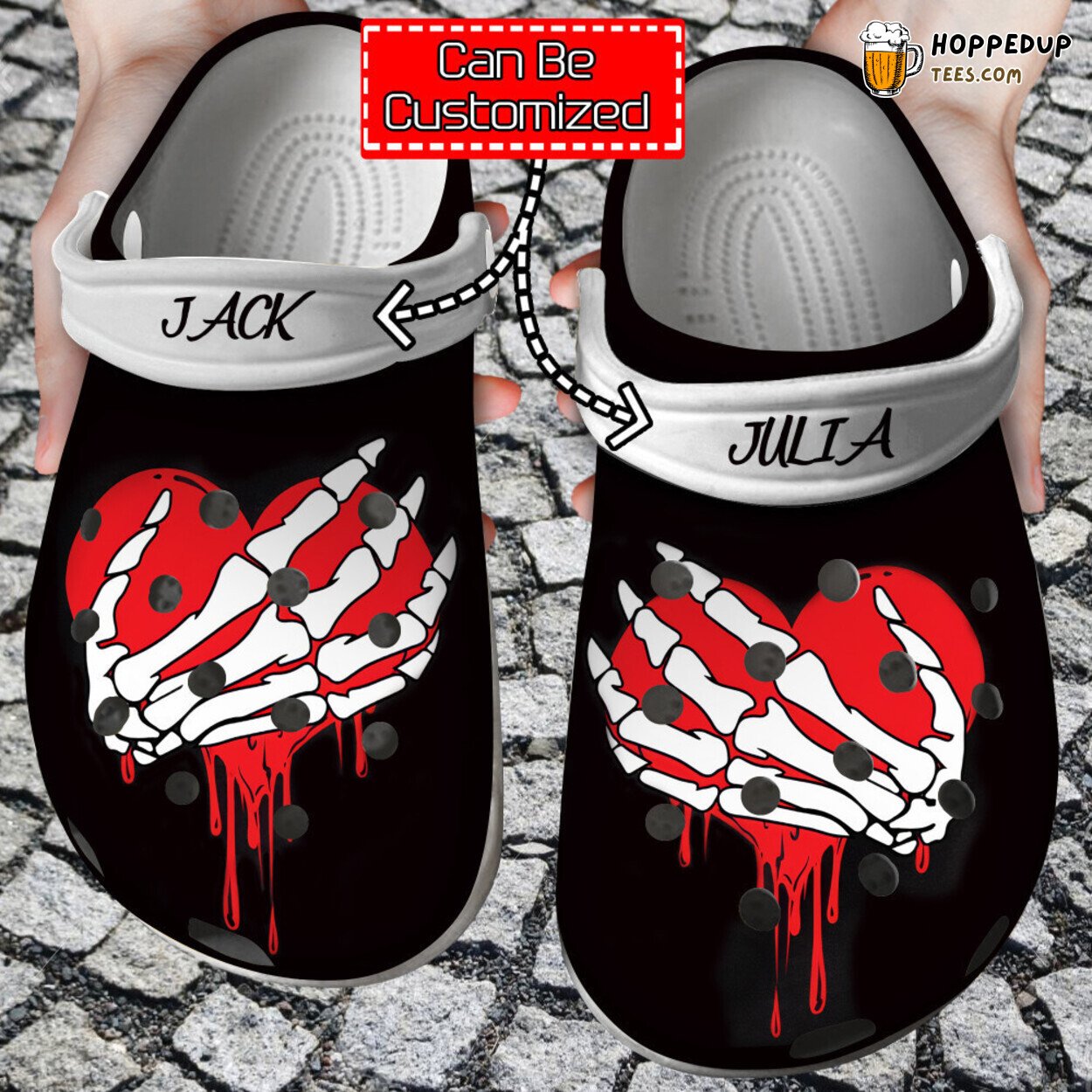 Personalized Valentine Skeleton Hands Boob Unique Comfortable Clogs