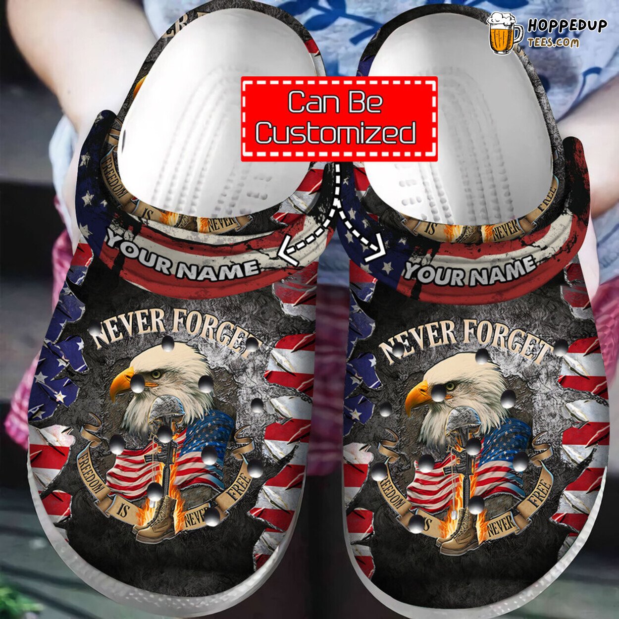 Personalized Veteran Never Forget Freedom Flag Unique Comfort Clogs