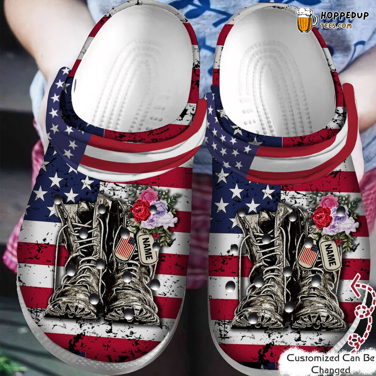 Personalized Veteran Patriotic Flag Military Boots Themed Shoes