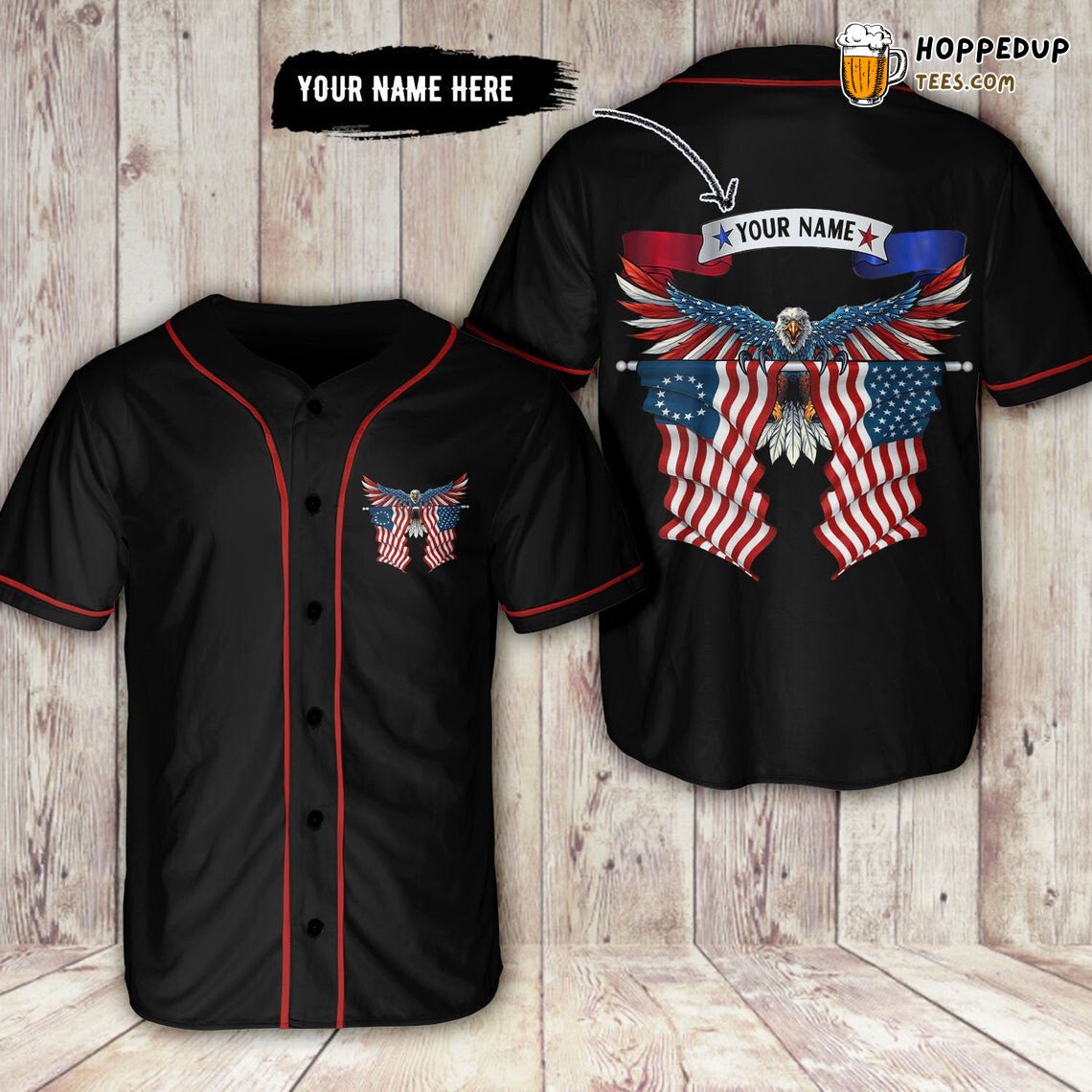 Personalized Veteran Us Eagle Independence Day 4th July Baseball Tee Jersey Shirt Printed 3D