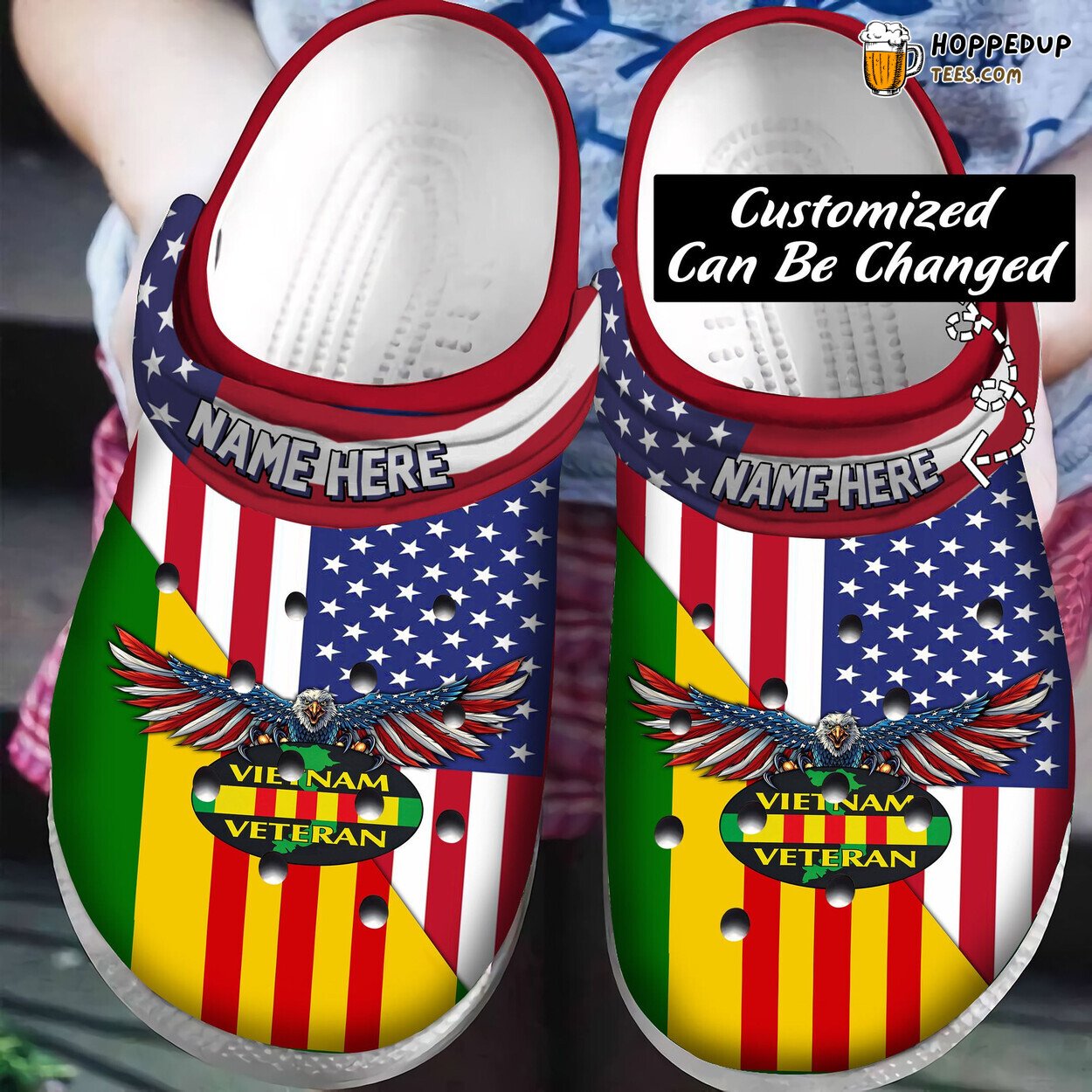 Personalized Veteran Vietnam Veteran Flag Themed Comfortable Clogs