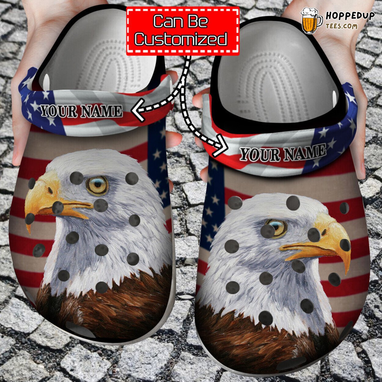 Personalized Veterans Eagle America Flag Veterans Gift Clog Shoes