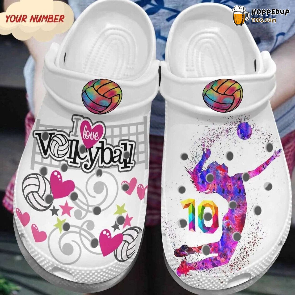 Personalized Volleyball Themed Comfortable Unique Design Clog Shoes