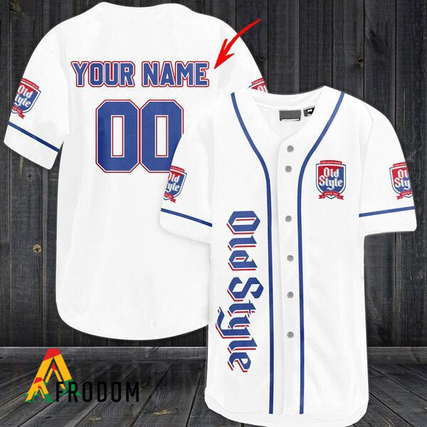 Personalized White Baseball Jersey Old Style Beer HU