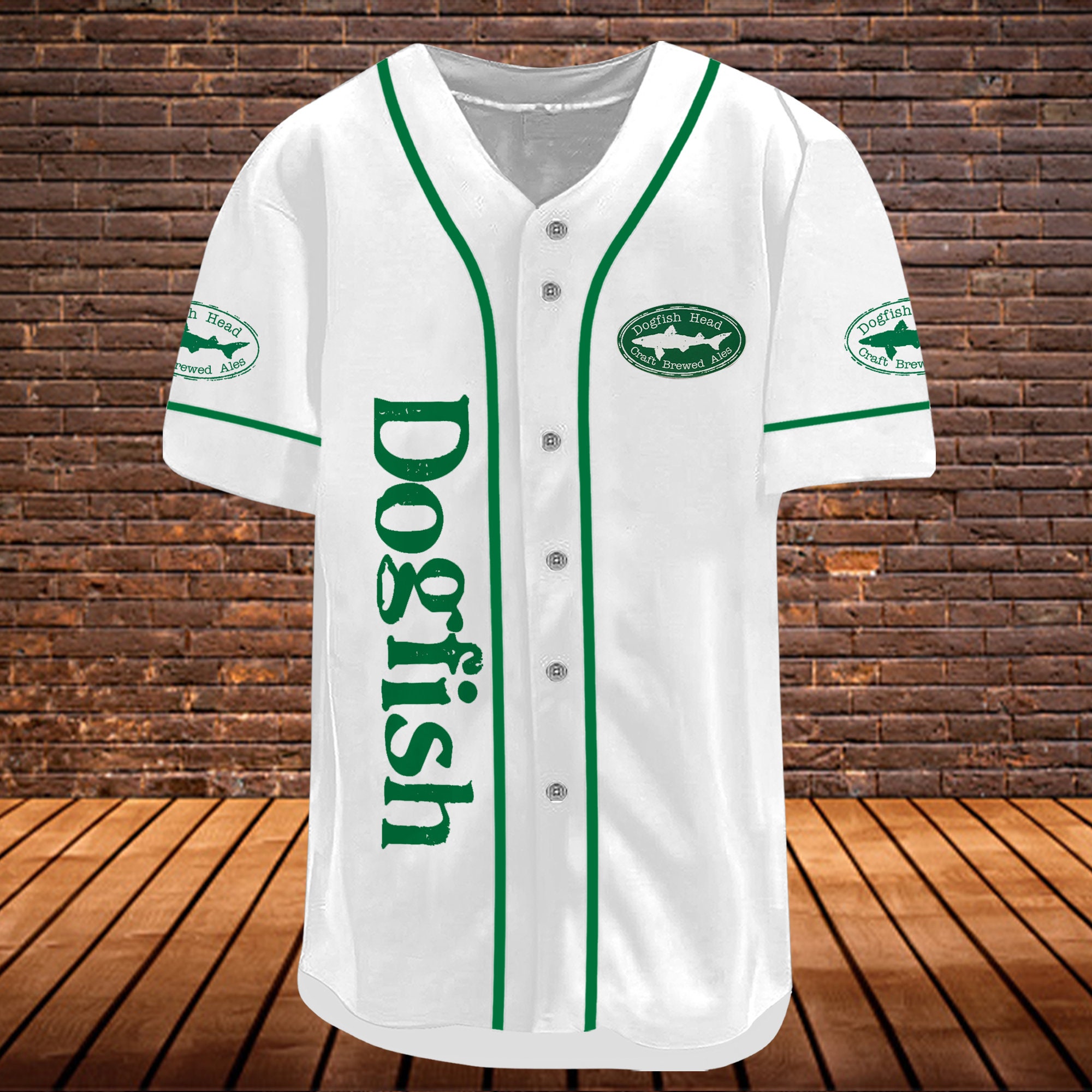 Personalized White Dogfish Beer Themed Baseball Jersey HU