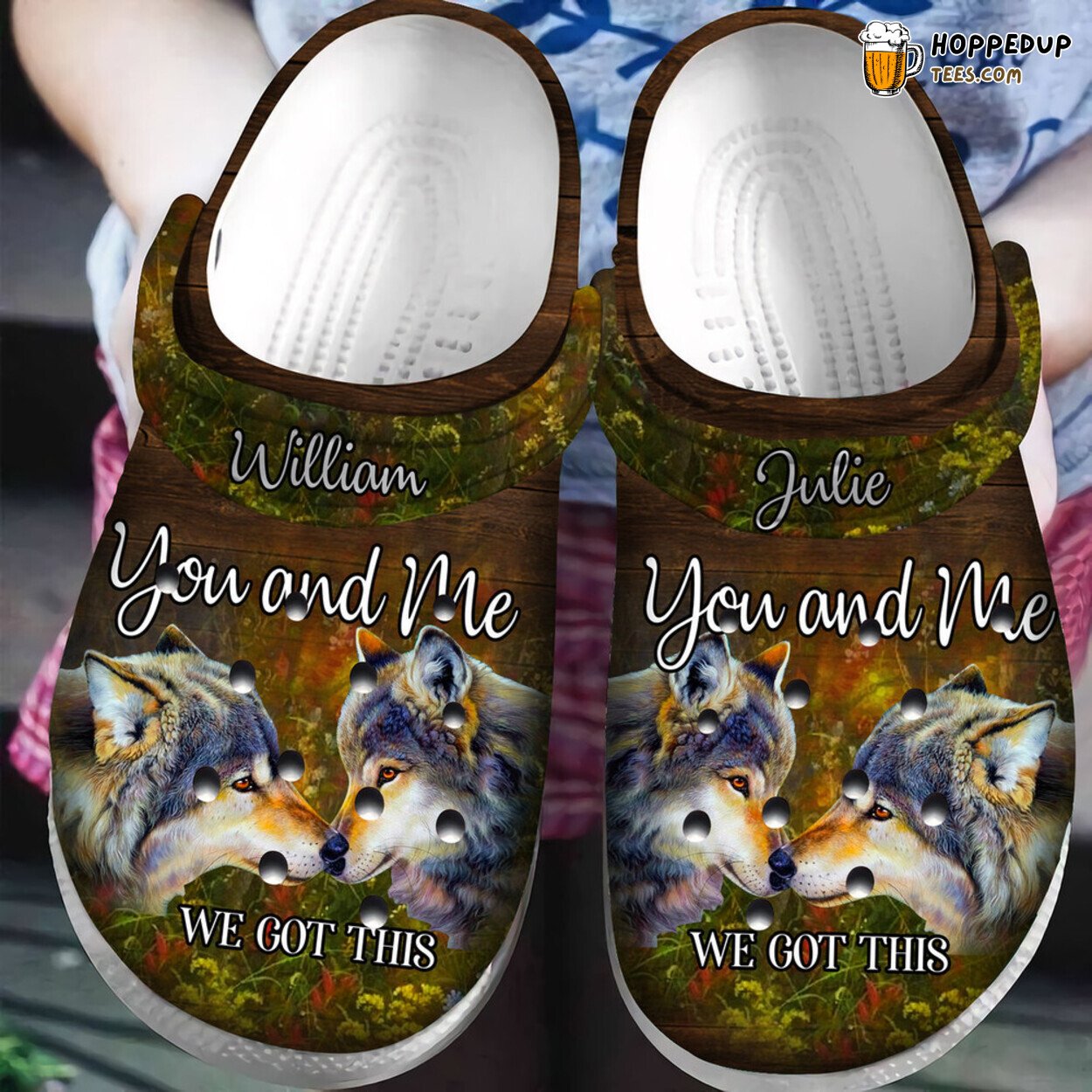 Personalized You Me Wolf Couple Classic Comfortable Clogs Shoes