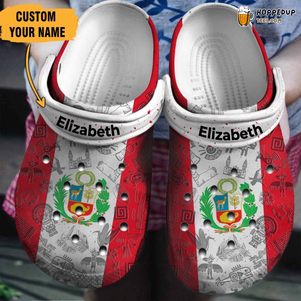 Peruvian Flag Theme Gift Classic Water Rubber Clogs Shoes Comfortable Design