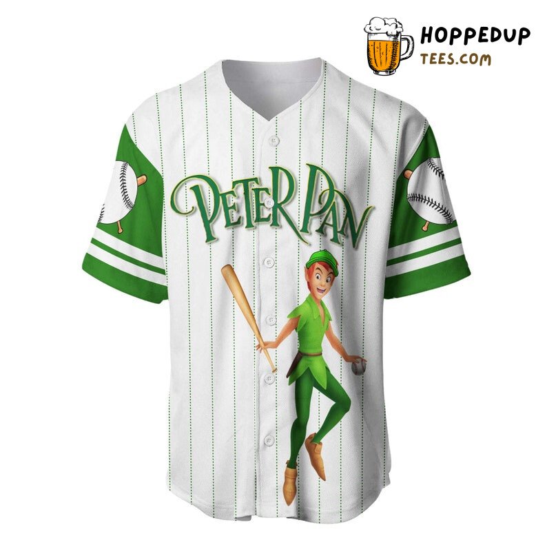Peter Pan All Over Print Pinstripe Baseball Jersey White Unisex Jersey Shirt