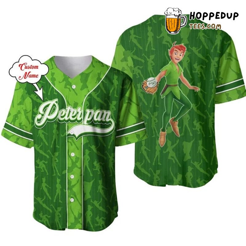 Peter Pan Green Pattern 3D Pinstripe Baseball Jersey Unisex Print