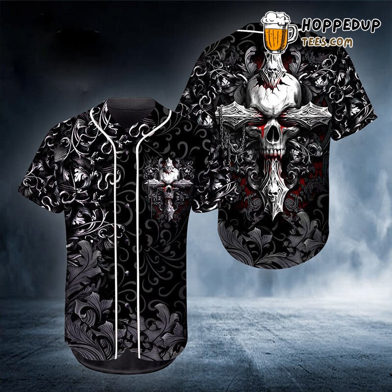 Phantom Ghost Cross Skull 3D Printed Baseball Jersey Gothic Art