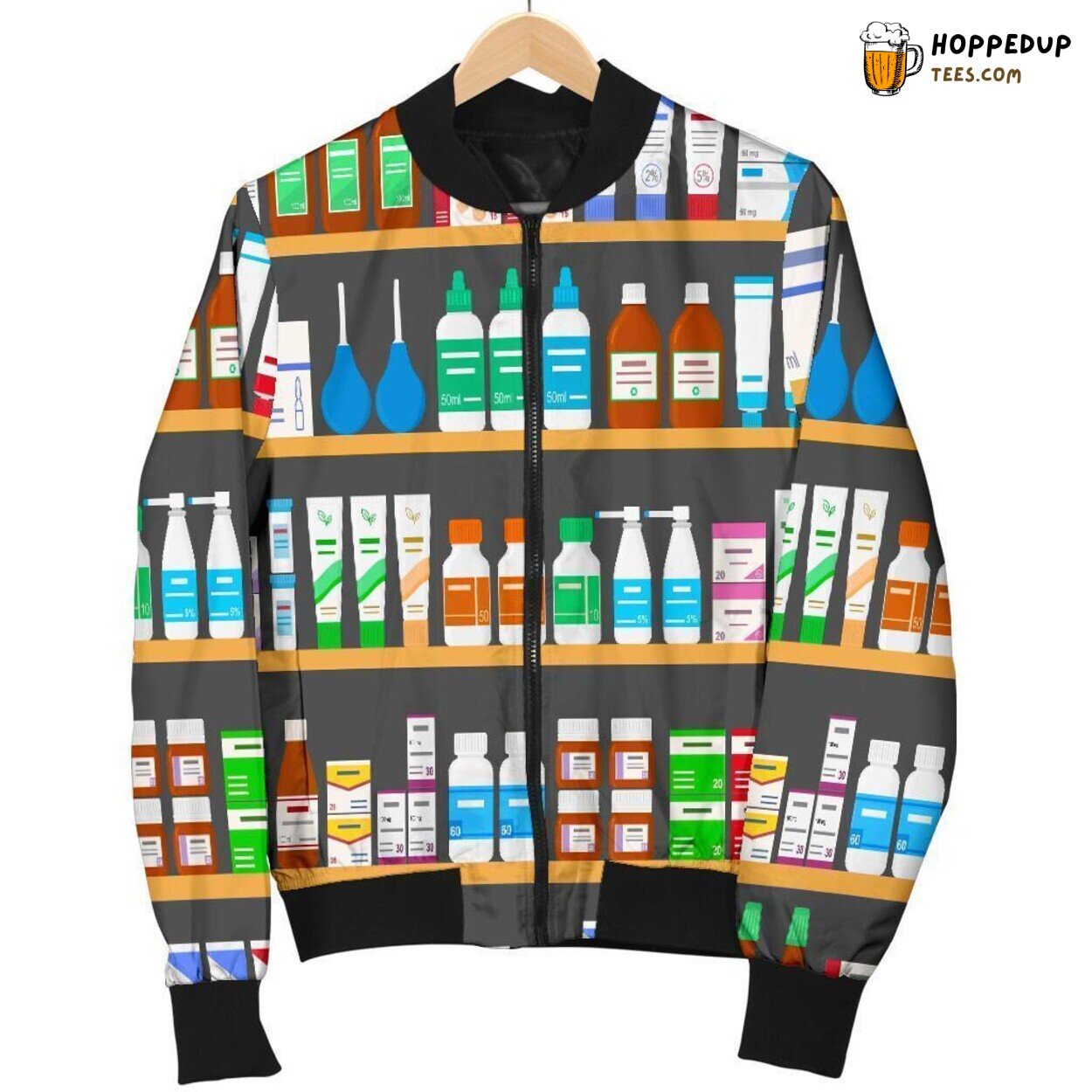 Pharmacy Medical Tools Design Display Men’s Bomber Jacket Pattern Art