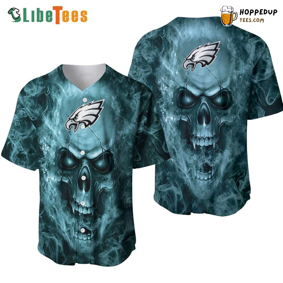 Philadelphia Eagles Baseball Jersey Skull Fire Perfect Gifts For Your Loved Ones Jersey Shirt