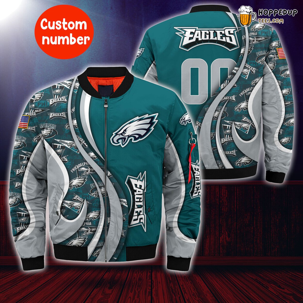 Philadelphia Eagles Custom Number Trending Elite Bomber Jacket Design