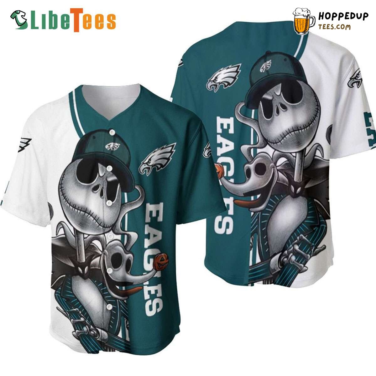 Philadelphia Eagles Jack Skellington Zero Baseball Jersey