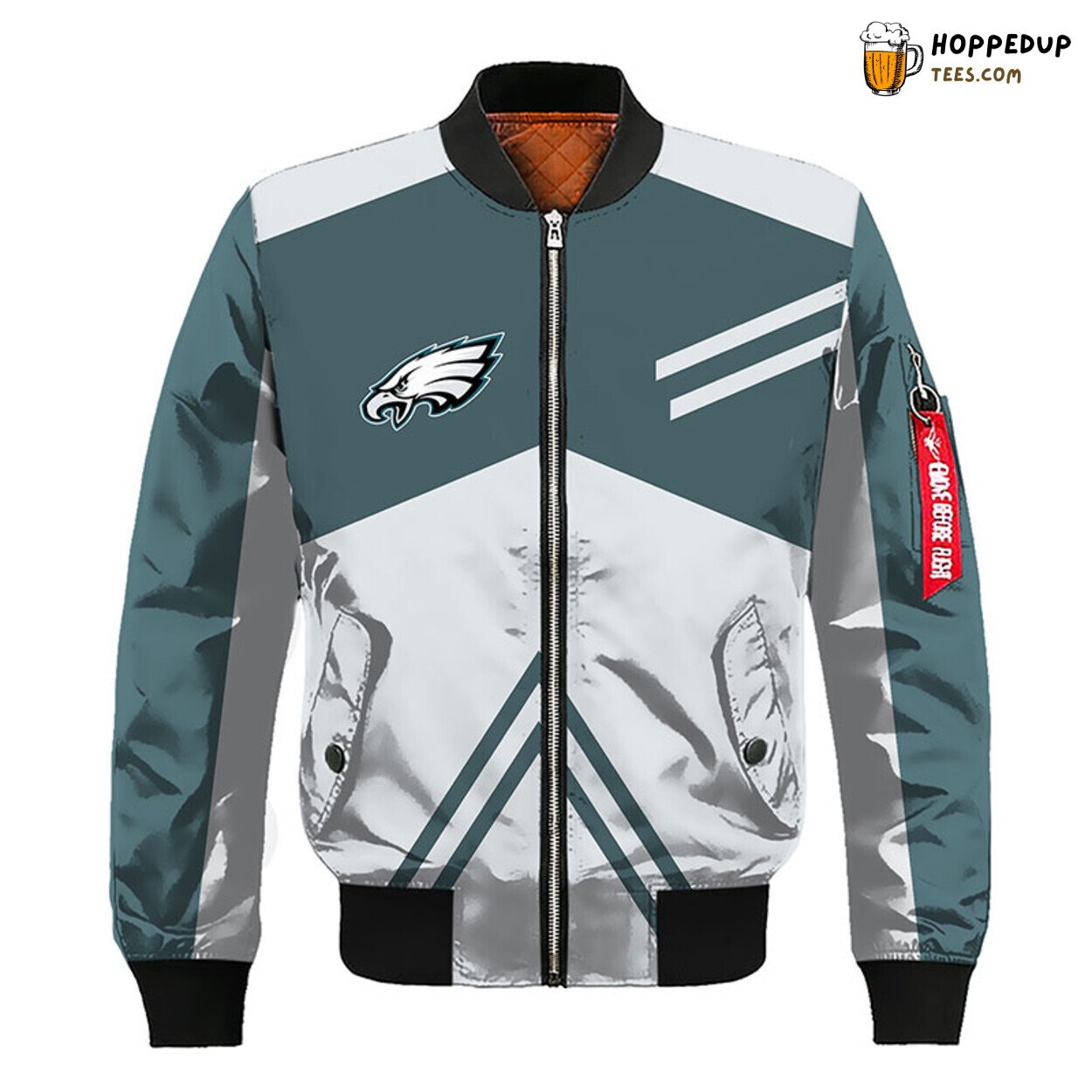 Philadelphia Eagles NFL Bomber Jacket Green Silver Distinct