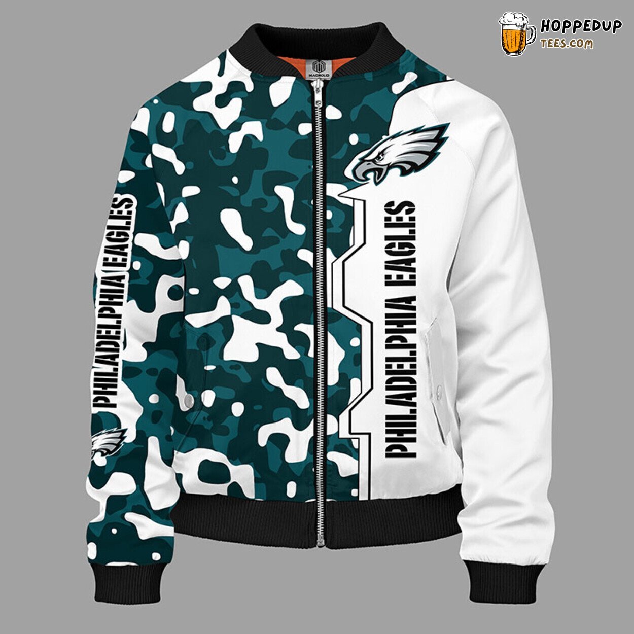 Philadelphia Eagles NFL Camouflage Green Bomber Jacket Distinct Style Philadelphia Eagles NFL Camouflage Green Bomber Jacket Distinct Style