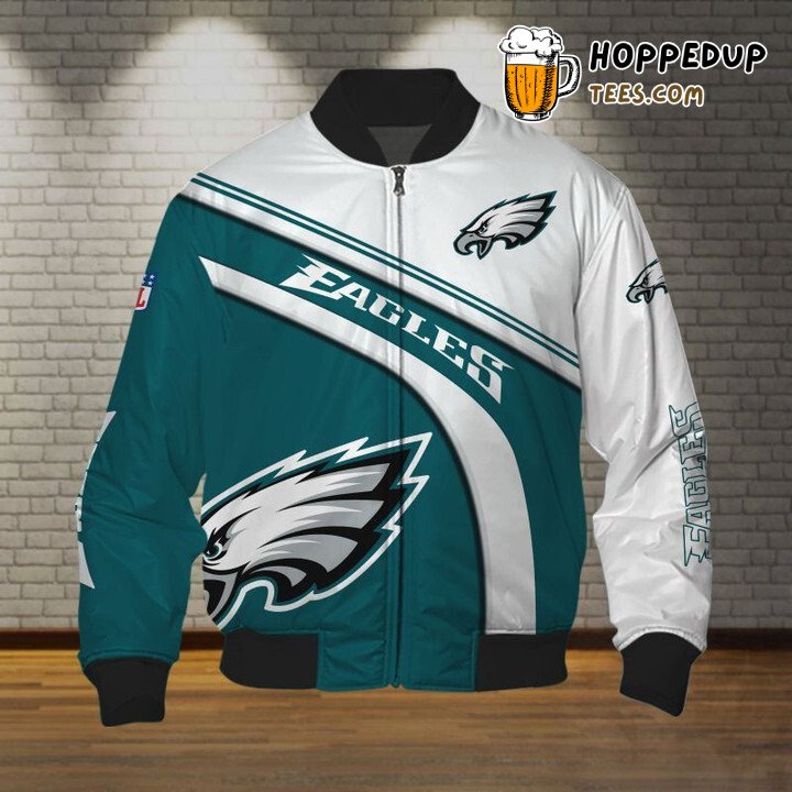 Philadelphia Eagles NFL Green White Classic Bomber Jacket Look