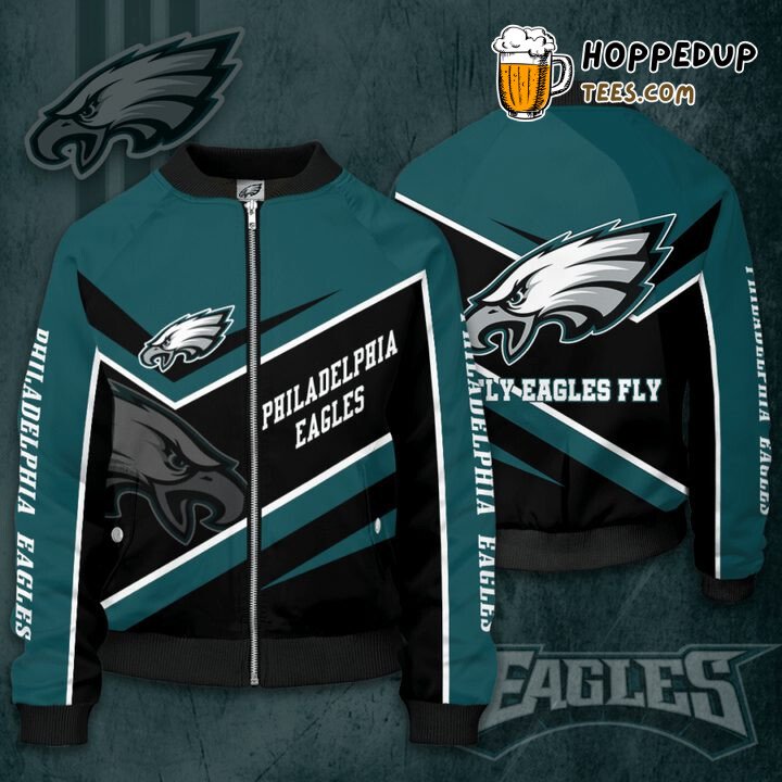 Philadelphia Eagles NFL Sleek Black Green Bomber Jacket Look