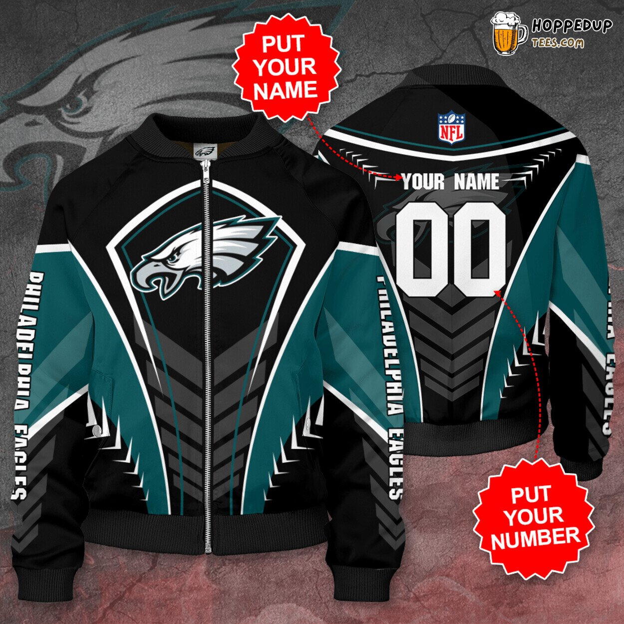 Philadelphia Eagles PE Personalized Elite Bomber Jacket Football Edition