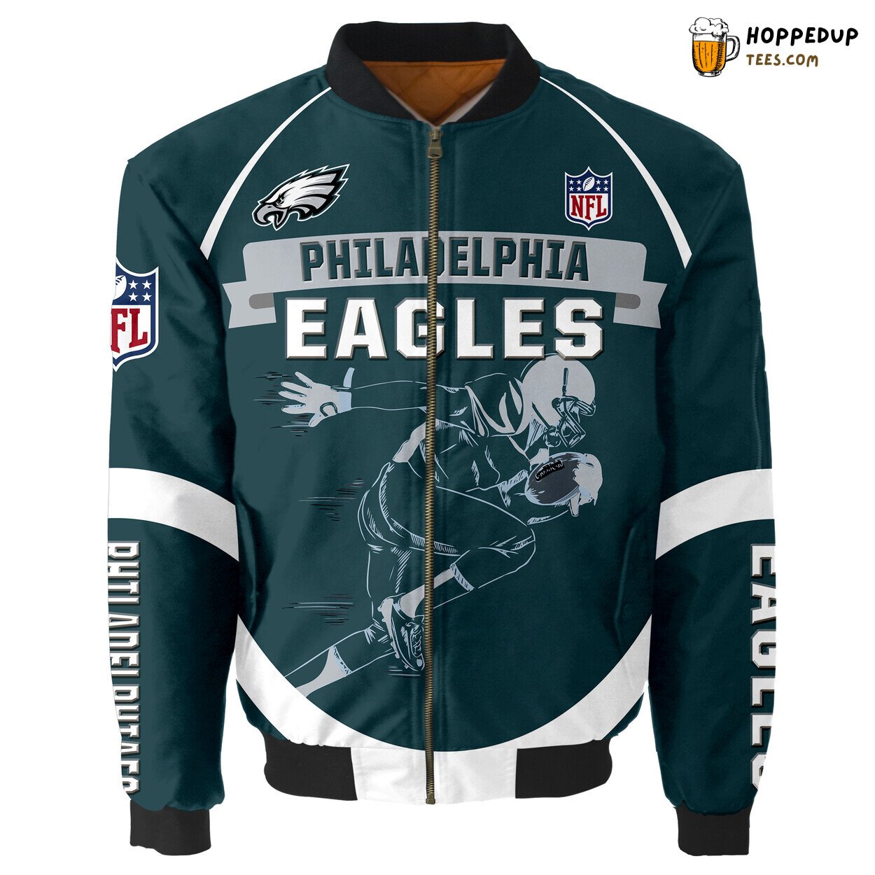 Philadelphia Eagles Running Men Design Bomber Jacket Fans Special Gift