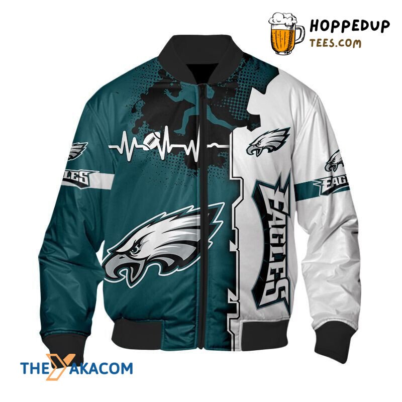Philadelphia Eagles Super Bowl Heartbeat Bomber Jacket Fan Christmas Treat
