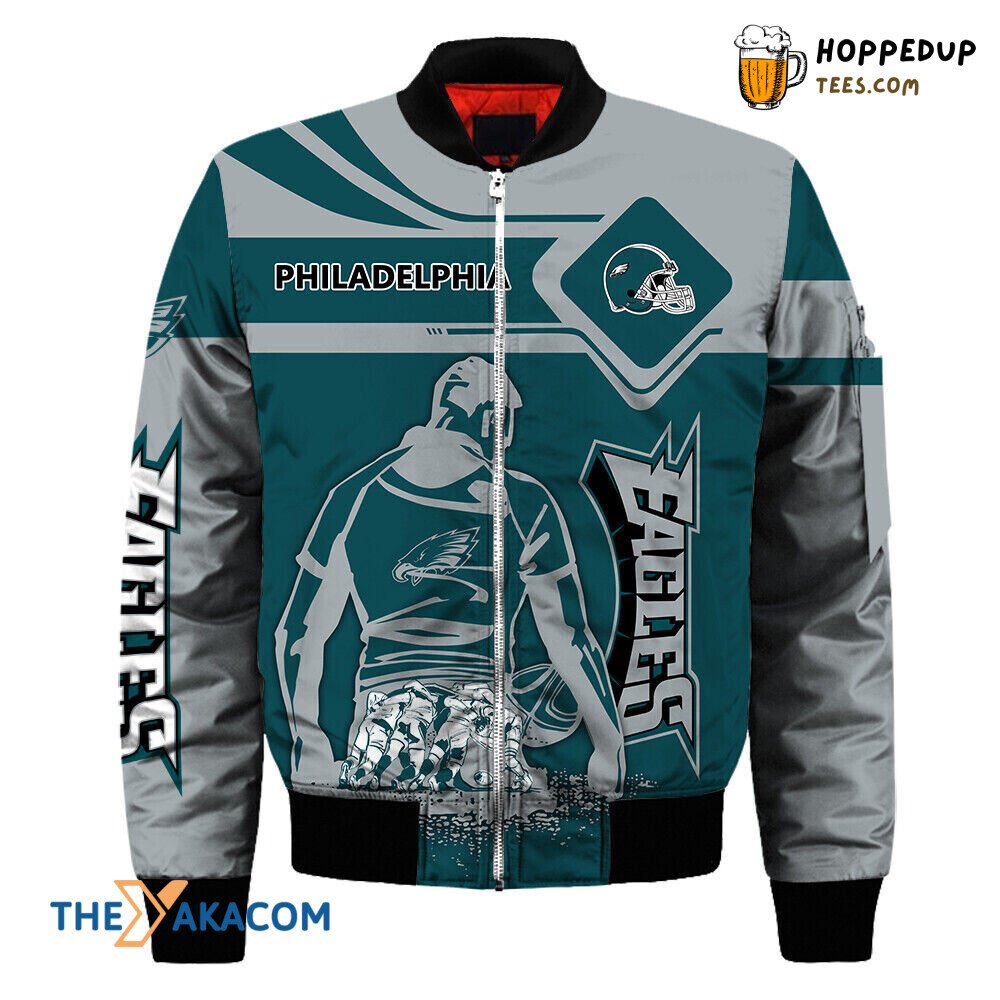 Philadelphia Eagles Super Bowl Men Player Art Bomber Jacket Christmas Gift