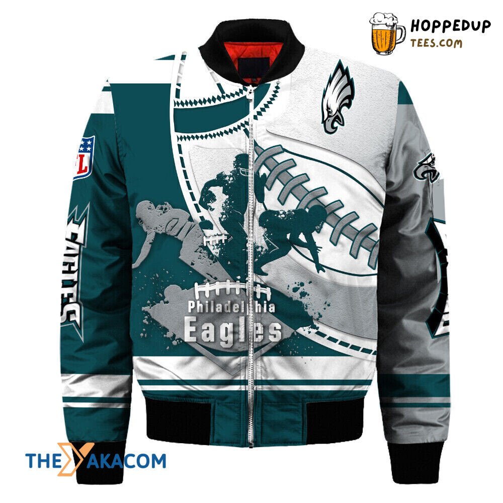 Philadelphia Eagles Super Bowl Player Art Bomber Jacket Team Fan Christmas Gift