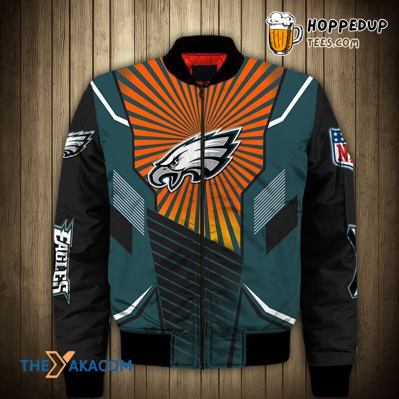 Philadelphia Eagles Super Bowl Stripes Bomber Jacket Team Fan Festive Treat
