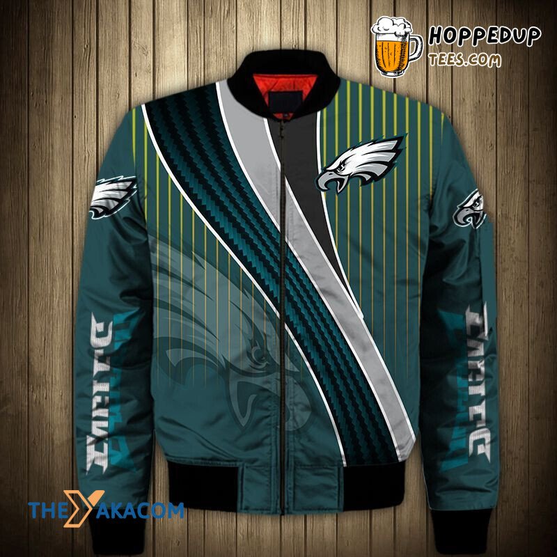 Philadelphia Eagles Super Bowl Vertical Stripes Bomber Jacket Sikhiarts