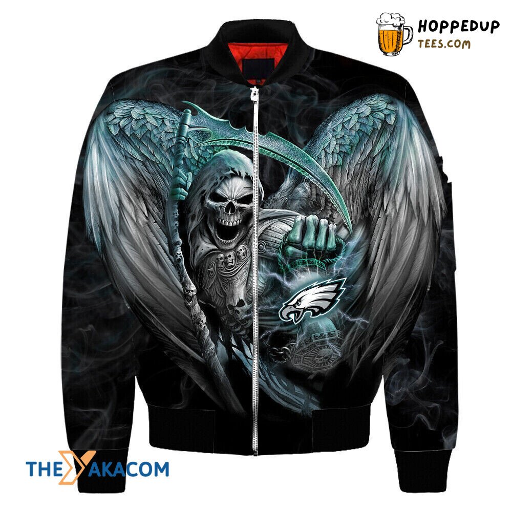 Philadelphia Eagles Super Bowl Winged Death Bomber Jacket Christmas Delight