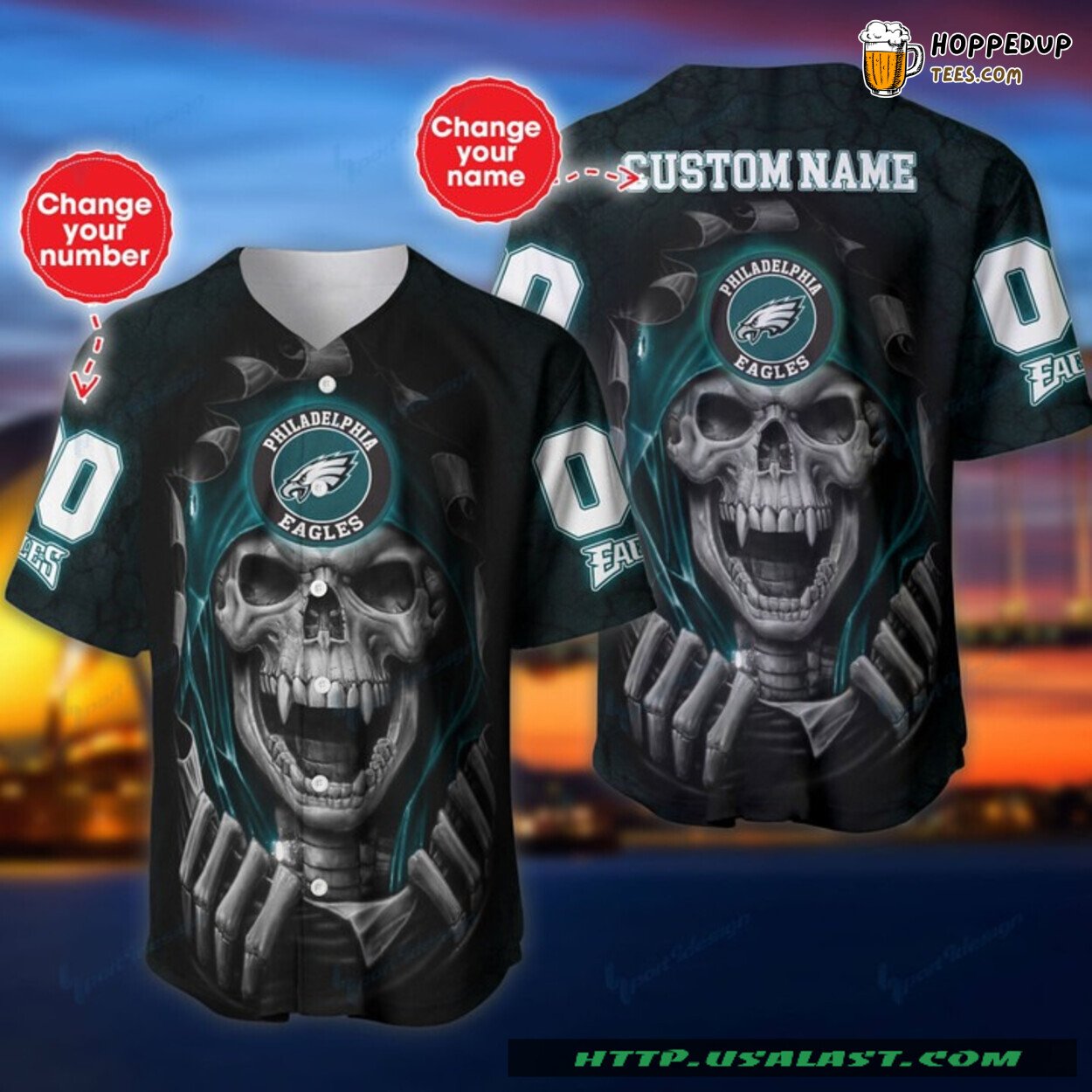 Philadelphia Eagles Vampire Skull Personalized Baseball Jersey Unique Design