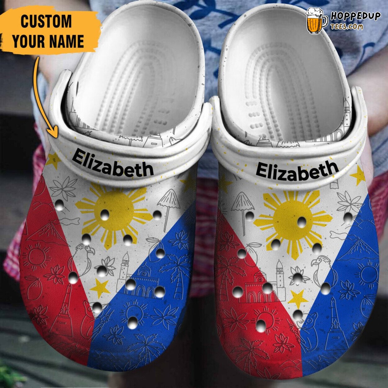 Philippines Flag Classic Water Fan Gift Rubber Clog Shoes Unique