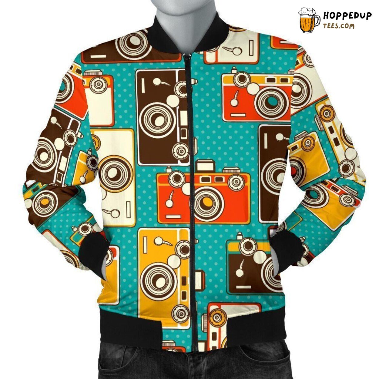 Photography Camera Tribute Men’s Bomber Jacket Unique Pattern Design Essence