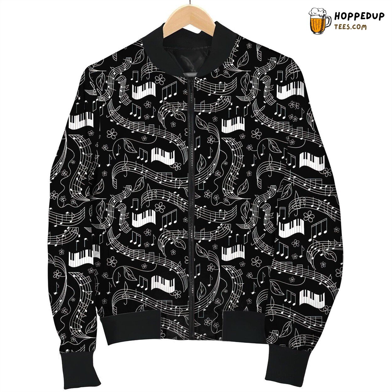 Piano Black Pattern Bomber Jacket