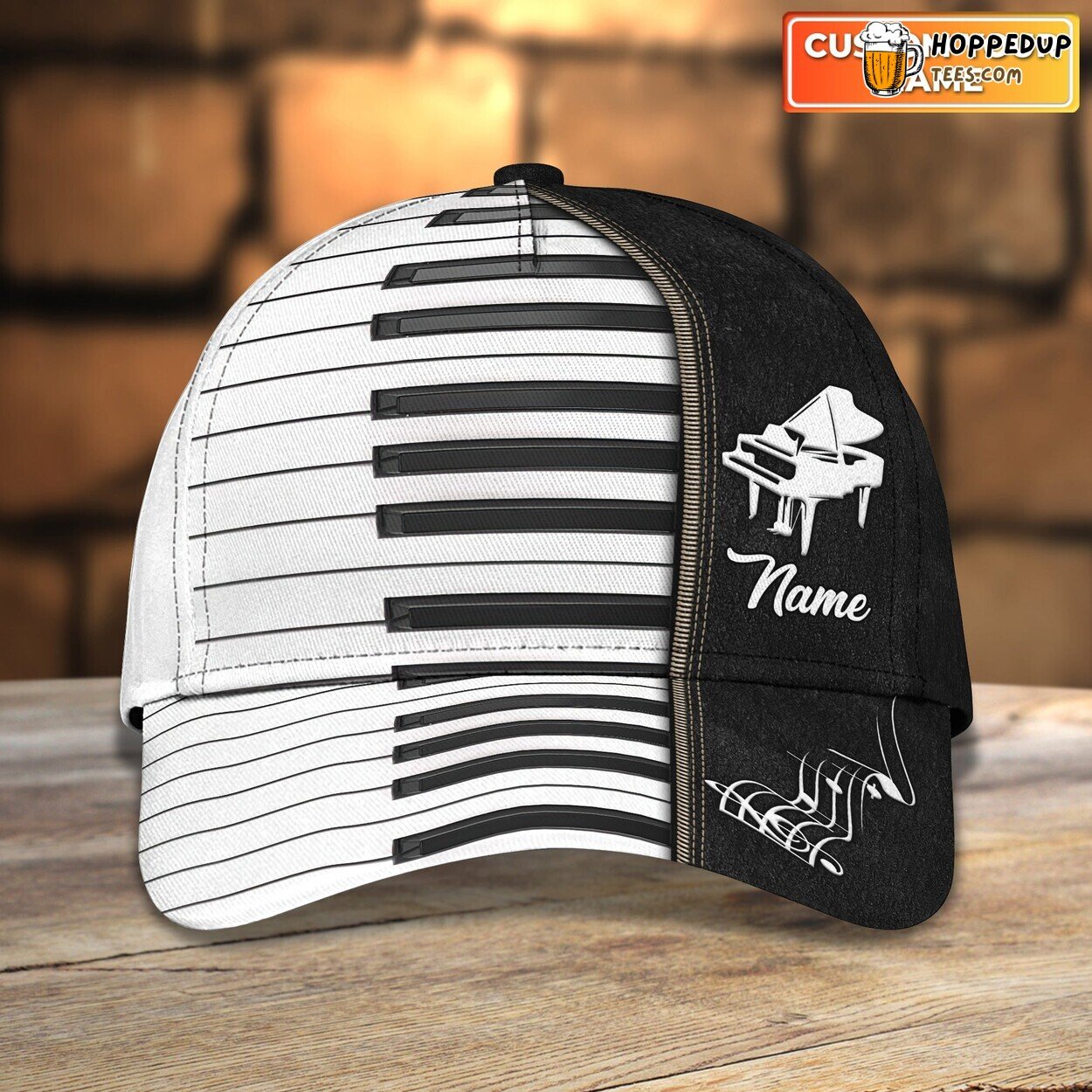 Piano Design Classic 3D Cap Personalized Name Unique Premium Edition Look