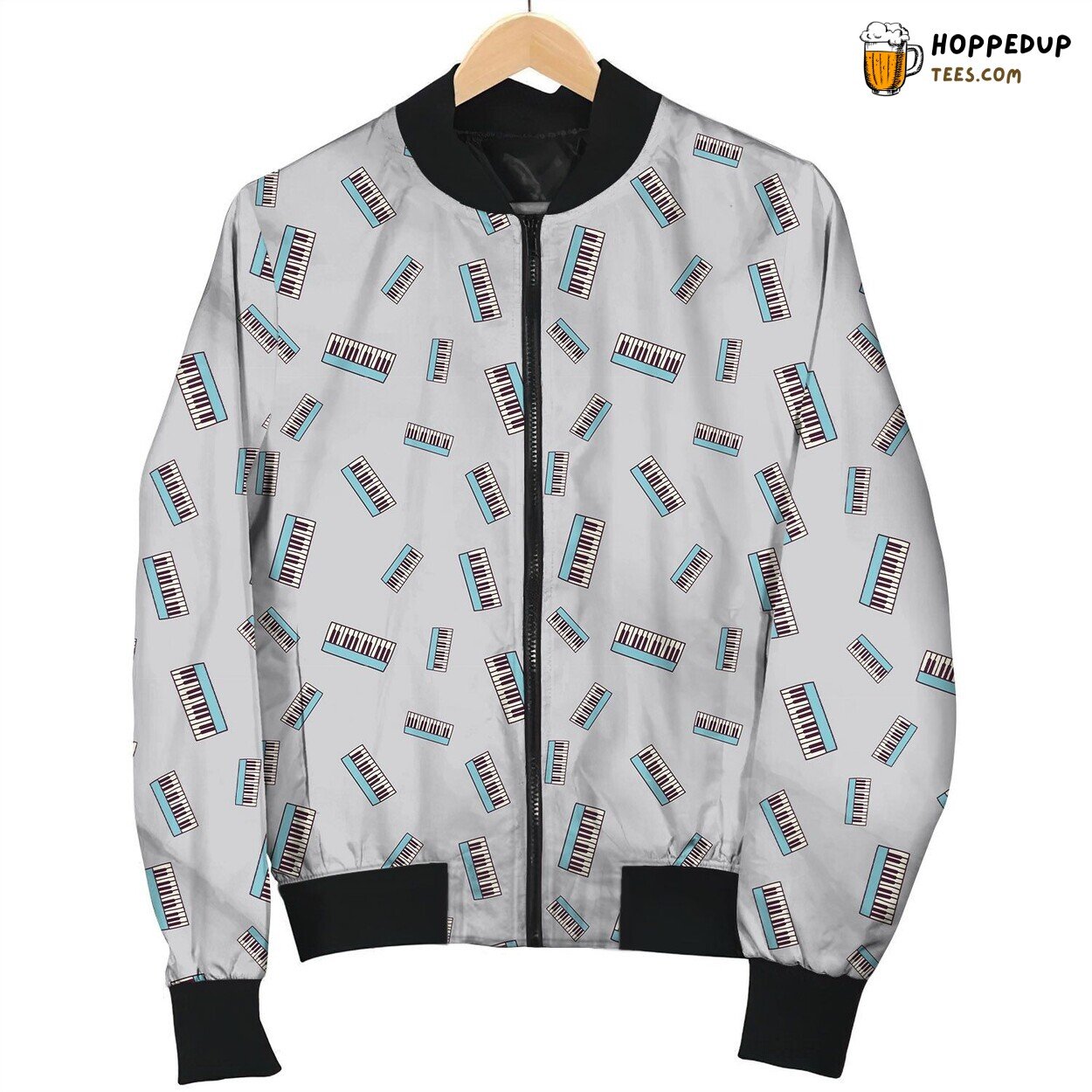 Piano Grey Pattern Bomber Jacket